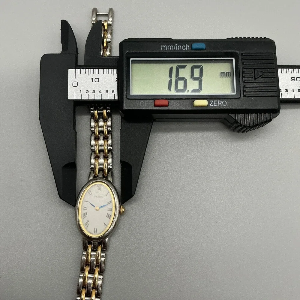 Vintage Seiko Womens Watch 17mm Two Tone Bracelet V400-1029 New Battery 7